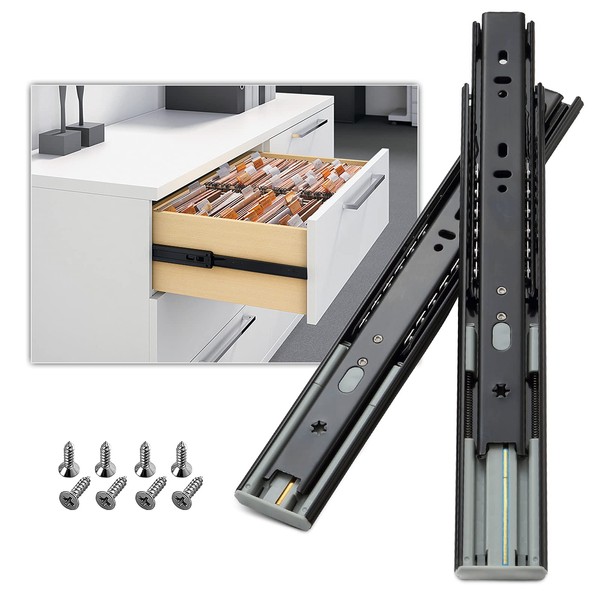 AOLISHENG Slide Rail, Width 1.8 inches (45 mm), Soft Closing, 11.8 inches (300 mm), Load Capacity 99.3 lbs (45 kg), Horizontal Mounting, 1 Set of Left and Right Set, Ball Telescopic, Drawer Rail, Furniture, Full Open, Drawer Slide Rail, 3-Level Tier Exte