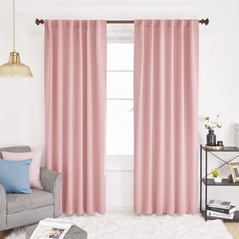 Deconovo Solid Back Tab and Rod Pocket Curtains - Thermal Insulated Blackout Window Curtains for Living Room, 52x84 Inch, Coral Pink, 2 Panels