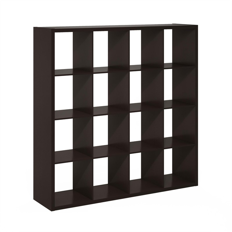 Furinno Cubicle Book Shelf, 16-Cube Bookshelf, Extra Thick Frame Reversible