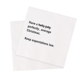 VOWFOO Have A Perfectly Average Christmas Keep Expectations Low Funny Christmas Quotes Cocktail Napkins for Family Office Holiday New Years Eve Friendsgiving Party 100Pcs 4.5 x 4.5 2-ply (Have A)