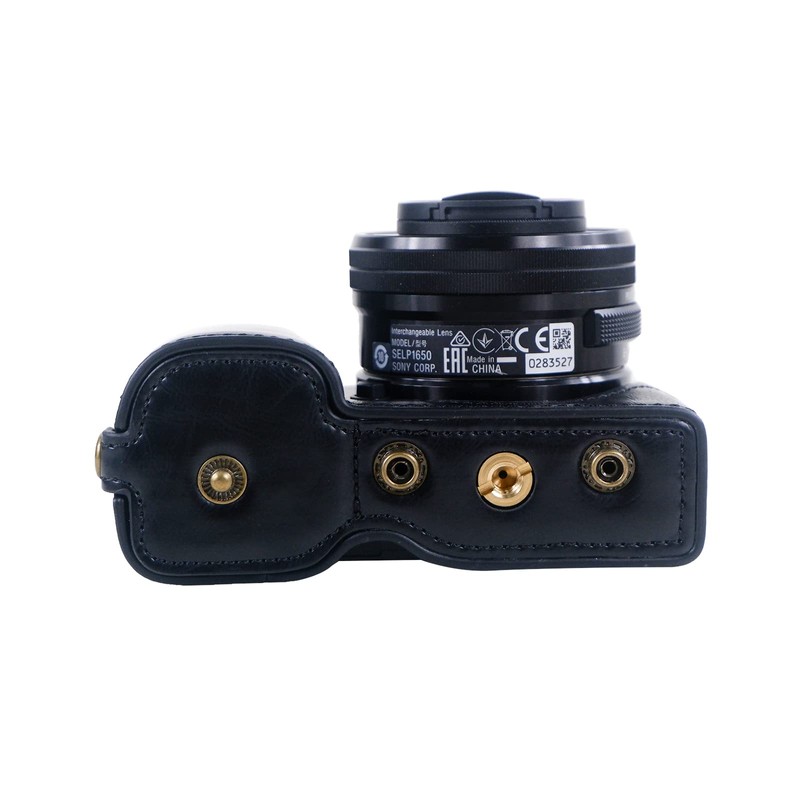 Rieibi ZVE10 Case - Black Leather Camera Case for Sony