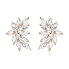 EVER FAITH Sparkly Rhinestone Stud Earrings for Bridal Bridesmaid, Cluster Crystal for Wedding Great Gift for Women Clear Gold-Tone