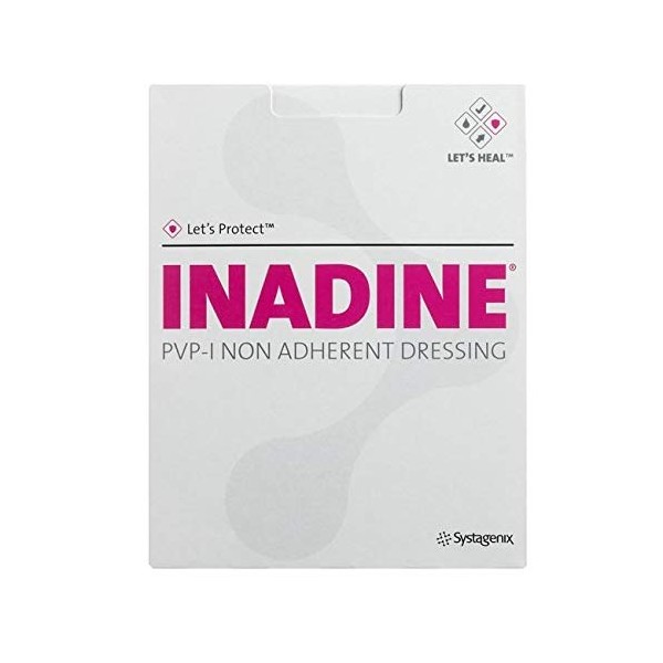 inadine dressing (iodine) 5cmx5cm new box of 25 sterile dressings by Inadine