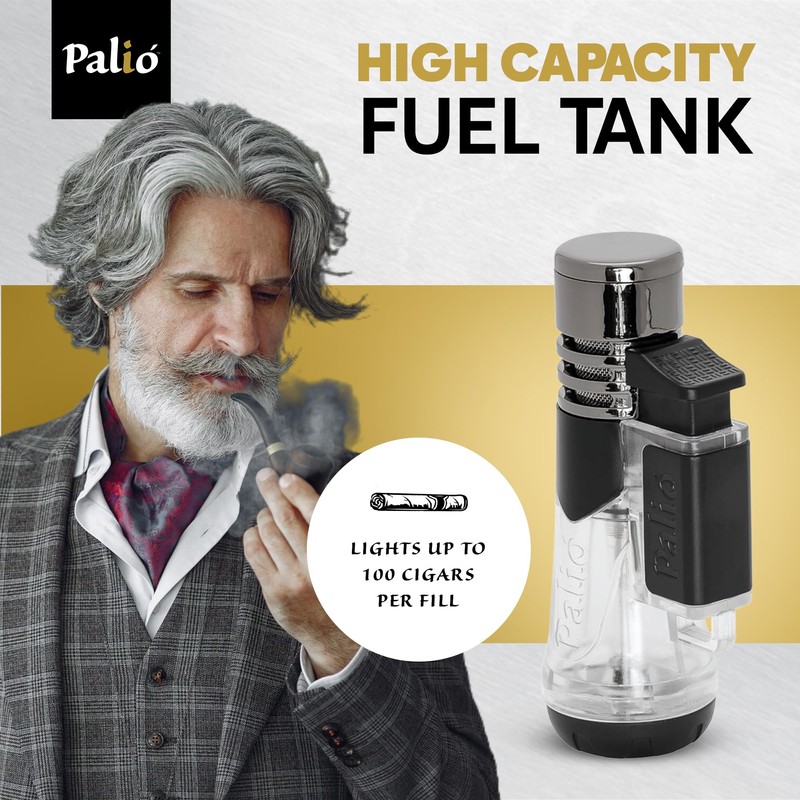 Palió Siena Single Jet-Flame Refillable Butane Torch Lighter, Clear |