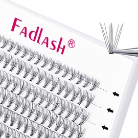 Cluster Eyelashes, Individual, 10 Roots, 0.07mm C-curl, 10mm, Medium Length, Fadlash 120 pcs, Eyelashes, Self-Application, DIY Individual Cluster Eyelashes (10D-0.07-C, 10mm)