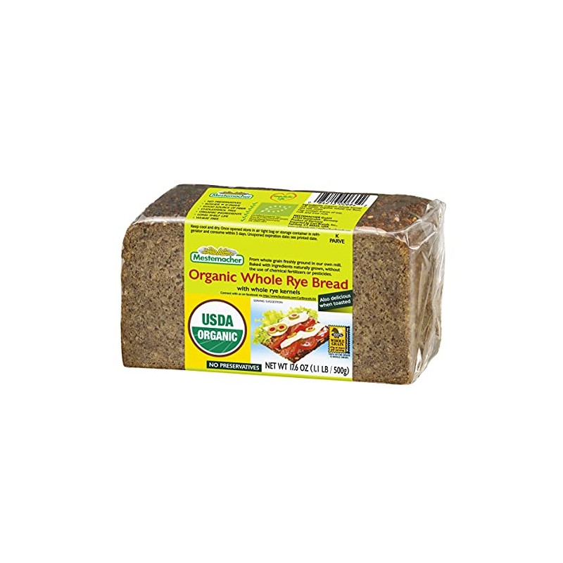 Mestemacher Whole Grain Bread (Organic Whole Rye, 17.6 oz, pack