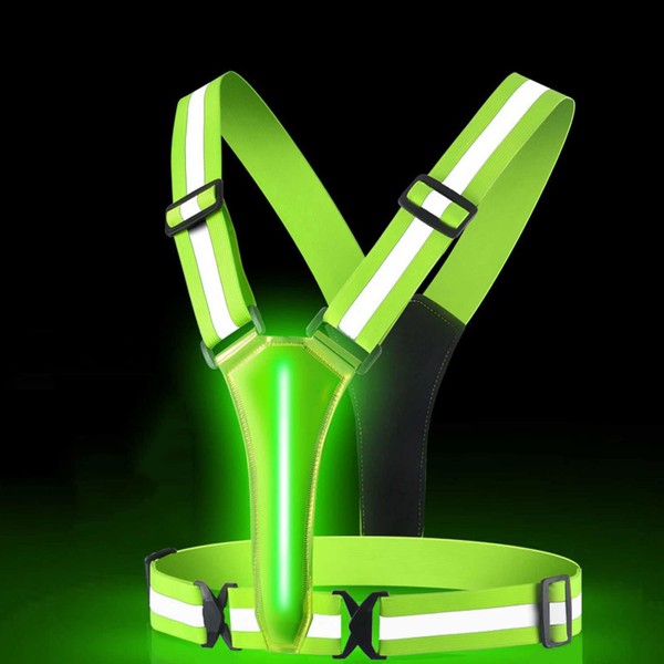 YHGSEE LED Reflective Vest Running Gear, USB Rechargeable Night Light
