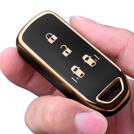 OATSBASF Honda N-BOX Key Case (4 Buttons) Honda Key Case N-BOX/N-VAN/N-WGN/N-ONE Key Cover Honda Accessories tpu Key Case (Gold Edge Black)