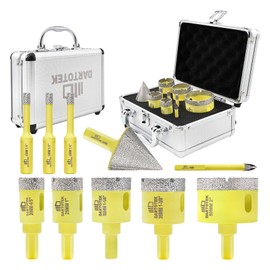 Diamond Core Drill Bits Set 10PCS - DARTOTEK Tile Hole Saw Kit (6/6/6/20/25/32/35/50mm/1 3/8"/6mm for Porcelain, Ceramic Tile, Granite, Marble, Masonry