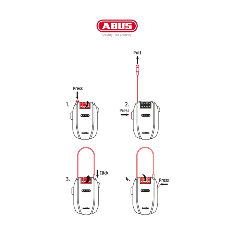 ABUS Combiflex cable lock - lock for securing skis, helmet,