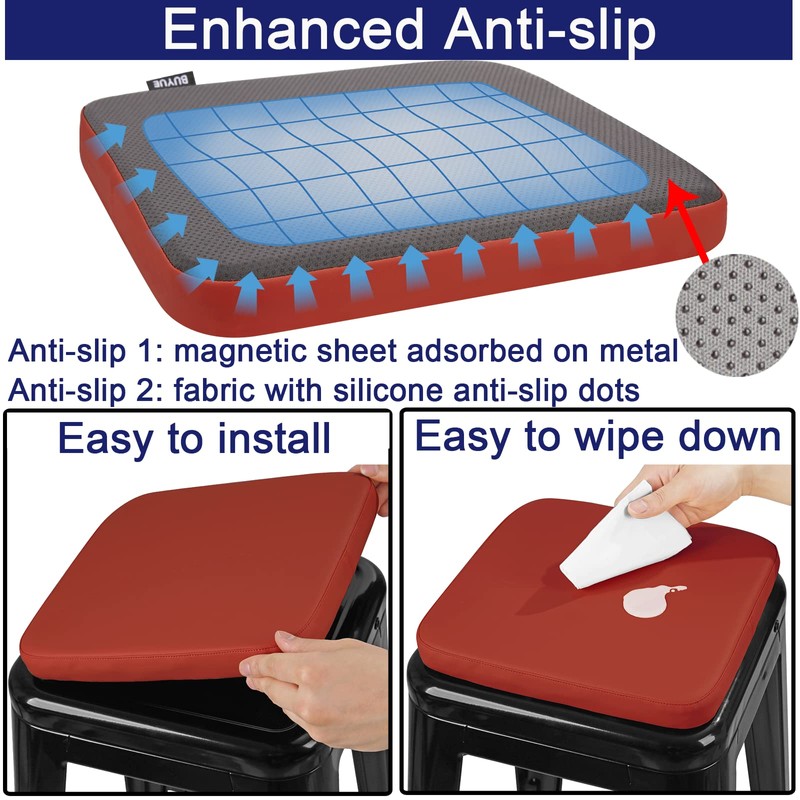 BUYUE Enhanced Anti-Slip Magnetic Bar Stool Cushions Set of 4,