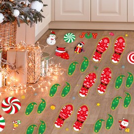 Christmas Peppermint Floor Decals Footprints Stickers 132 Pieces Floor Wall Decal for Christmas Candy Land Party Decorations Xmas Candy Stickers for Classroom Living Room Home Office Decor
