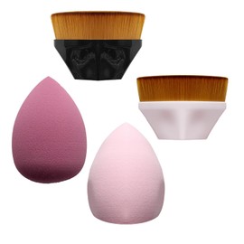 2 Pieces Foundation Brushes, 2 Pieces Set of Makeup Sponges Petal Shape Soft Touch Makeup Brushes Suitable for Cream or Mixed Liquid Cosmetics