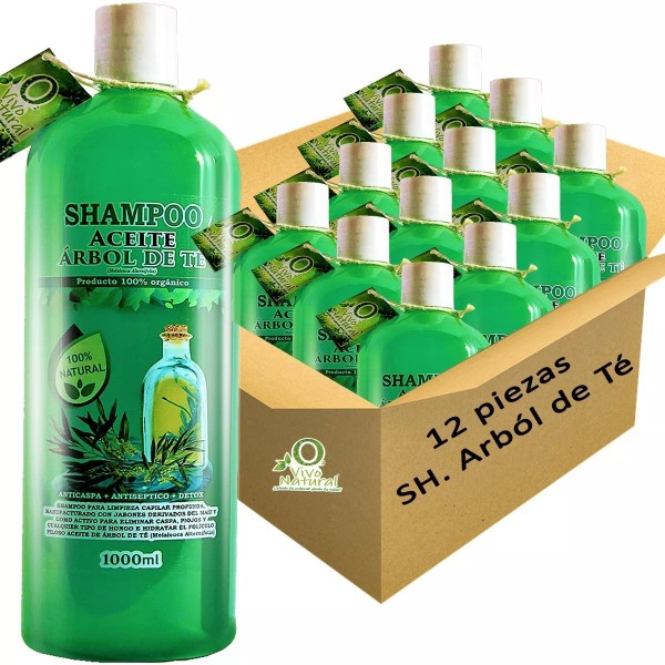VIVONATURAL 12 Shampoos Aceite Árbol De Té 1 Litro Détox Vivonatural