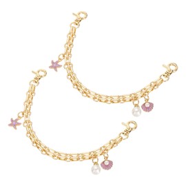 uxcell 2Pcs 10" Purse Extender Chain Straps, Bag Accessories Charm for Women Handbags Handle Replacement Decoration with Shell Pearl Combination Pendant, Purple