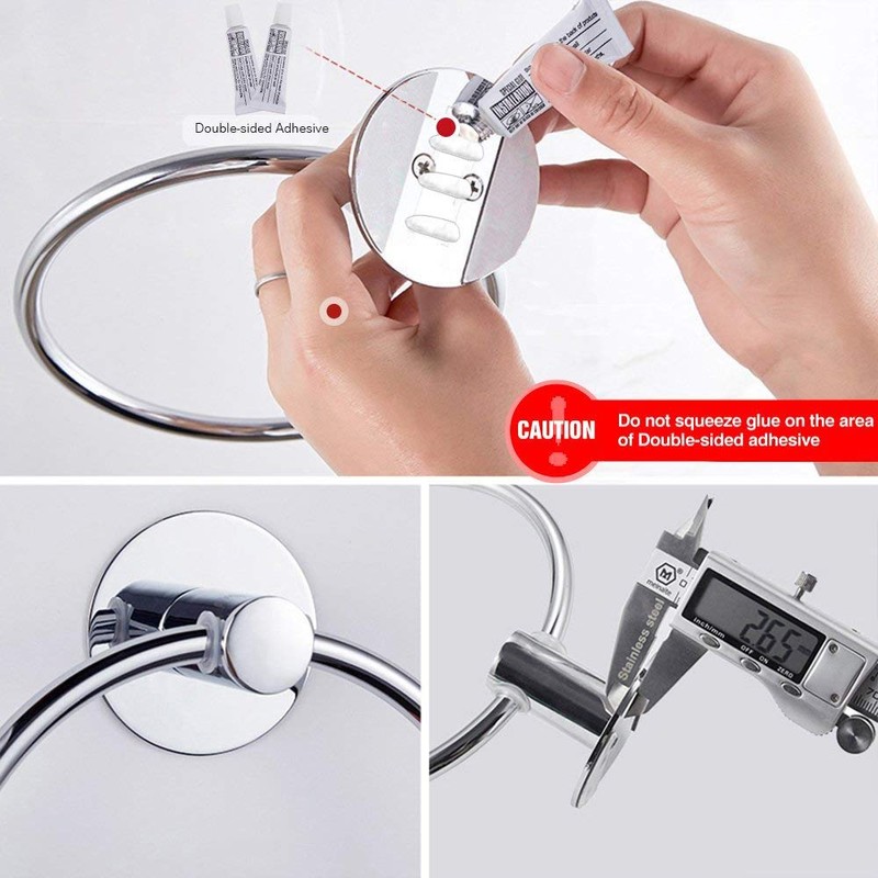 GERUIKE Adhesive Towel Ring Self Adhesive Hand Towel Ring Stainless