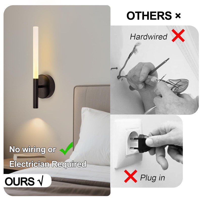 Battery Operated Wall Sconces Set of Two with Remote Control,