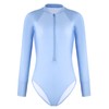 RELLECIGA Women's Sea Blue Long Sleeve Rash Guard One Piece