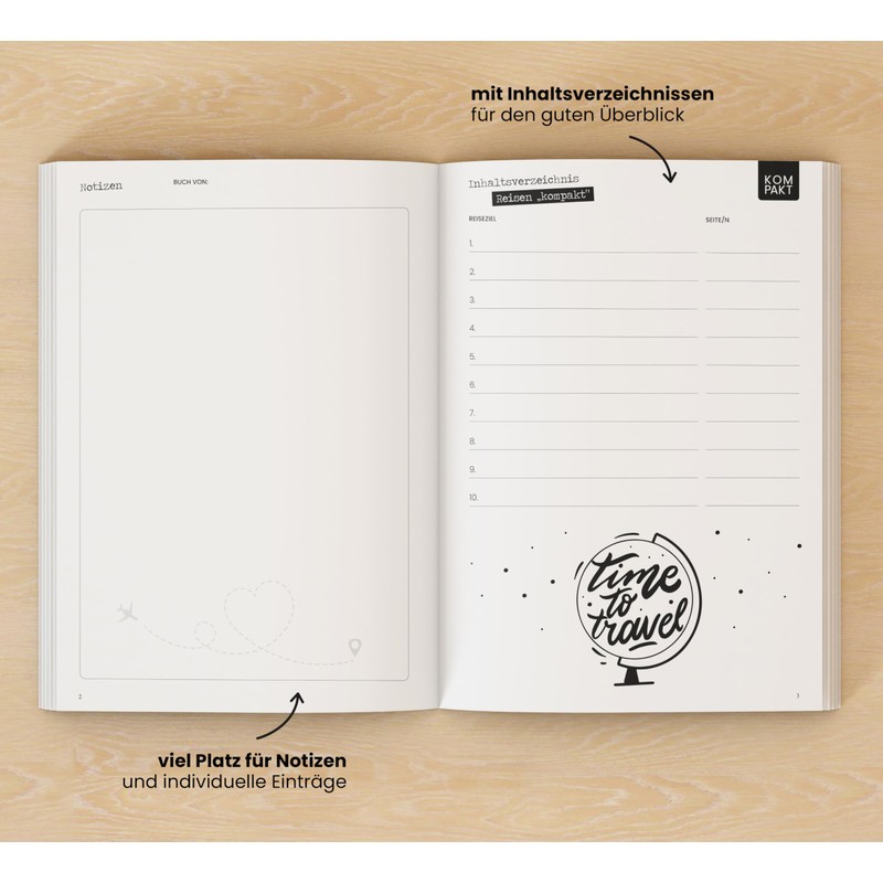 FRUITPRINTS Reisetagebuch, Notizbuch zum Aufschreiben von Erlebnissen auf Reisen
