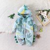 XIXIMAON Infant Baby Boy Plush Hooded Jumpsuit Dinosaur Pattern Button