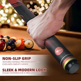 HMQQ 58" One Piece Fiberglass Graphite Composite Billiard Pool Cue Sticks, Set of 4,21oz (Red)