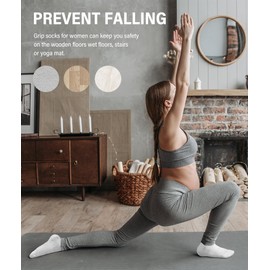 DIBAOLONG Pilates Socks with Grips for Women Yoga Socks Non Slip Barre Hospital Socks 6-Pairs Grippy Ankle Socks, 3 Pair With Grips (3 Pair Light Grey), 9.5-13