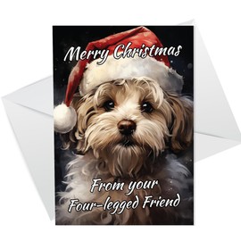 RED OCEAN Christmas Card From Dog Cockapoo Funny Dog Greetings Card Cockapoo Christmas Card For Mum Dad Dog Christmas Cards