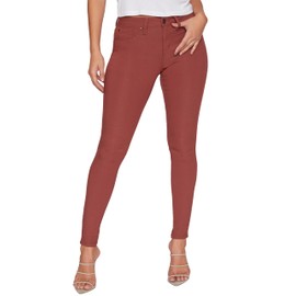 YMI Women's Hyperstretch Mid-Rise Skinny Jeans, Redwood, S