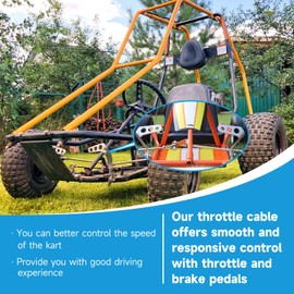 EOPOAYI Heavy Duty Go Kart Gas Pedals with 71" Throttle Cable Kit Compatible with Manco Predator 212 196cc 6.5hp American Sportworks Carter Kandi Road Rocket Vintage DIY Go Cart Parts Silver