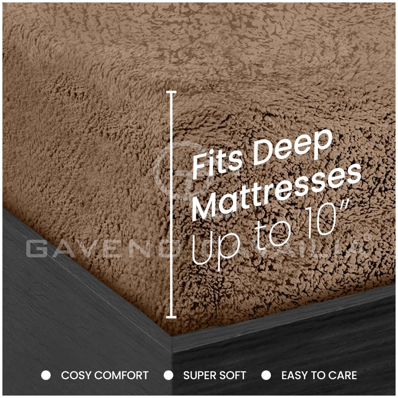 GC GAVENO CAVAILIA Teddy Fleece Plain King Size Fitted Sheets,