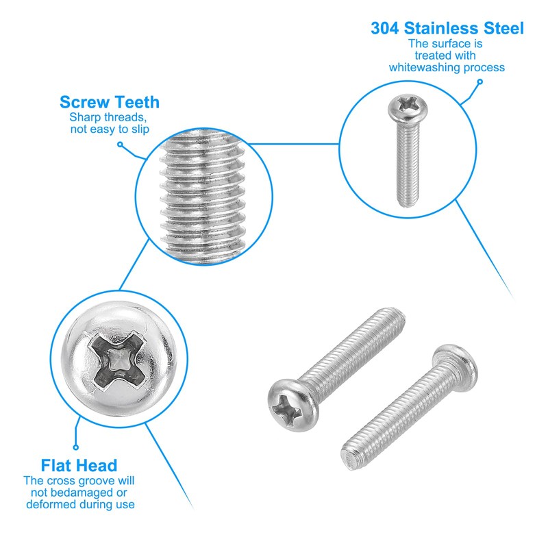PATIKIL Phillips Pan Head Screws, 30 Pack M4-0.7 x 18mm