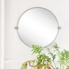 Round Pivot Bathroom Mirror Brushed Nickel Circle Metal Framed Tilting