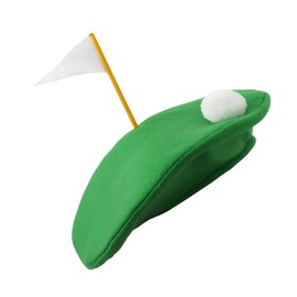 Golf Hat Fancy Dress Accessory Crazy Pub Golf Green Beret With Flag Pole & Ball Pompom Sports Cap (Pack Of 1)