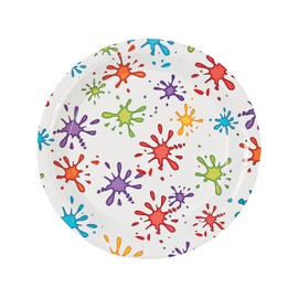 Fun Express Little Artist Party Paint Splatters Paper Dinner Plates - Colorful Artist Paint Splatter Paper Dessert Plates - Art Painting Graffiti Theme Birthday Baby Shower Party Decoration - 8 Pieces