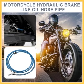 REPAIROCK 74.8" Length 10mm ID Motorcycle Hydraulic Brake Line Oil Hose Pipe Stainless Steel Braided Cable for ATV Motocross Sport Bikes Street Bikes Blue Auto Replacement Parts