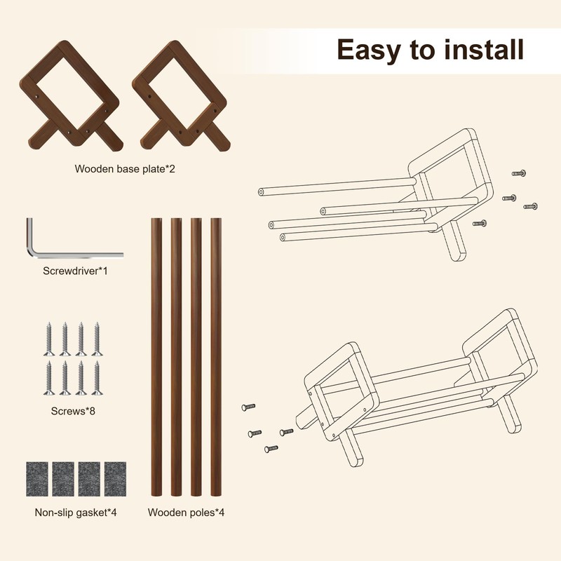 Aofure Premium Desktop Bookshelf, Bamboo Desk Bookshelf, Retro Brown Book