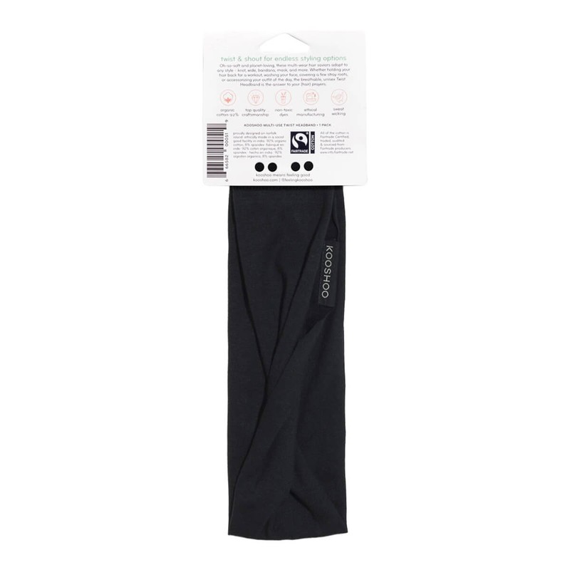 Kooshoo Organic Twist Headband - Jet Black, 1 Pack