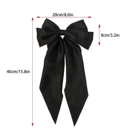 1 PCS Big Satin Hair Bows for Women, Big Ribbon Bows with Alligator Clips Hair Accessories for Women Girls (Black)