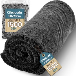 Ghguole Extra Large Car Drying Towel,90 * 70cm,1500GSM Microfibre Towel,Double-Sided Thickened Towels,Super Absorbent Ultra Soft Car Cleaning Cloths for Aoto Fast Drying,Detailing,Polishing,Wash