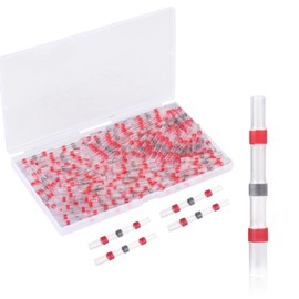 200PCS Solder Seal Wire Connectors, Duogalia AWG 22-18 Red Heat Shrink Butt Connectors Waterproof Insulated Wire Splice Terminals for Marine Automotive Boat Wire Joint