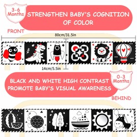 Baby Toys - Black and White High Contrast Tummy Time Toys, Newborn Toy 0-3 Months, Soft Baby Book, Visual Stimulation Montessori Sensory Crinkle Infant Toy 0-6 6-12 Months, Shower Babies