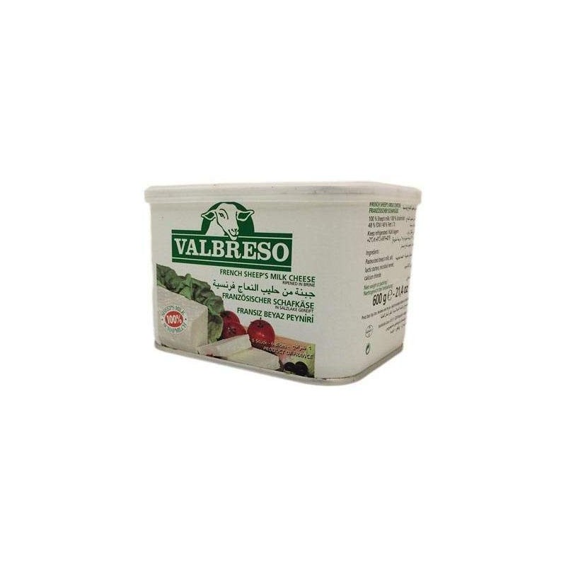 Valbreso French Sheep Feta Cheese, Easy-Open Tin, 21.4oz Halal) PACK