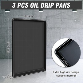 DJZZ 3 Pcs Extra Large Oil Drip Pan 35.4 x 24 x1.5 Inches Under Car Plastic Auto Oil Drip Tray Car Oil Catch Pan Replacement Tray for Garage Floor