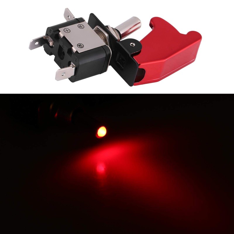 Qiilu 12V 20A Racing Car Red Cover LED Light SPST