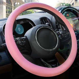 Spurtar - Funda para volante, suave y ultrafina con textura de silicona para volante, 14 a 15 pulgadas, antideslizante, color rosa para volante, para mujer, funda para volante de coche