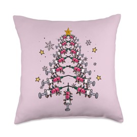 CNA LPN Nurse Doctor Phlebotomus needle shot Christmas tree Throw Pillow