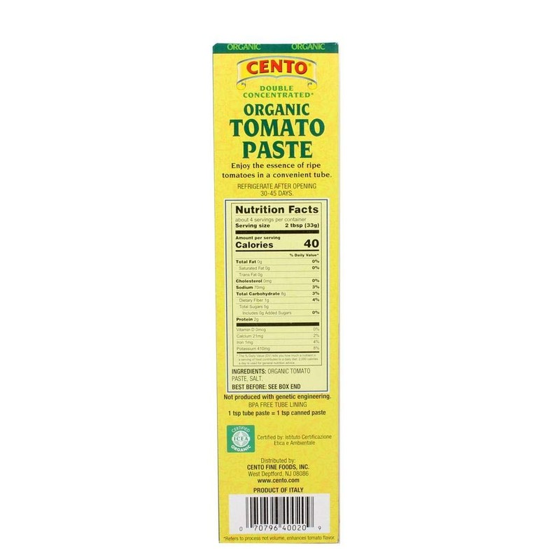 Cento Organic Double Concentrated Tomato Paste in a Tube 4.56