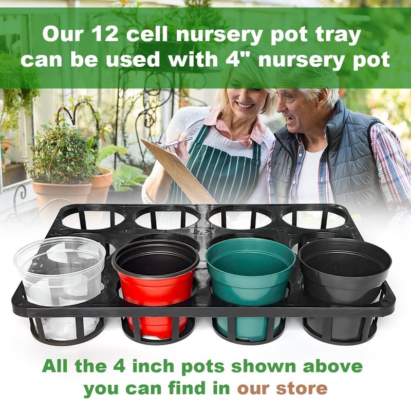 RooTrimmer 12 Cell Round Nursery Pots Tray, Plant Pot Shuttle