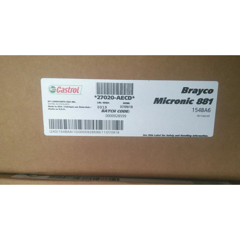 Castrol Brayco 1 Quart of Castrol Brayco Micronic 881 Hydraulic