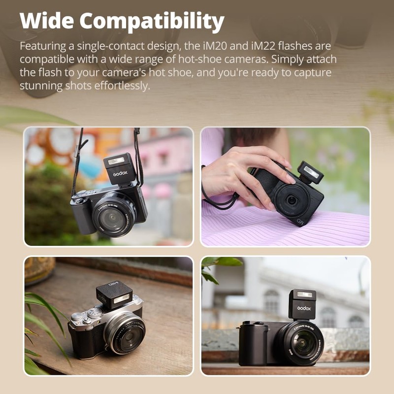 Godox iM22 Camera Flash, Mini Flash Speedlite, GN15 with 7
